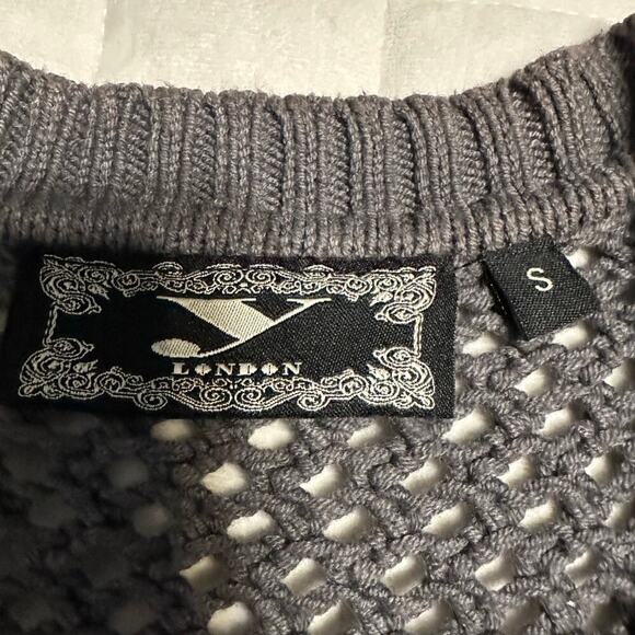 Y London Crocheted Tassel Vest Women's Size Large Gray Boho Western Vintage - Picture 4 of 6